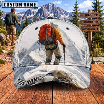Maxcorners Hiking Snow Mountain Backpacker Adventure Personalized Name 3D Cap