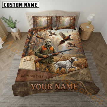 Maxcorners Pheasant Hunting Rustic Brown Hunter Bedding Set 3D Print Custom Name