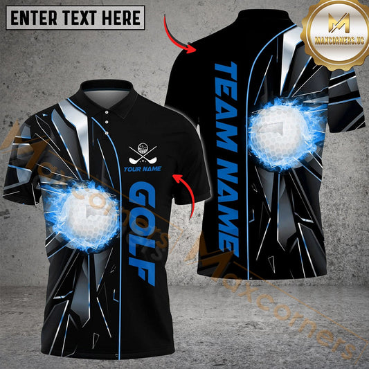 Maxcorners Golf Break Glass Personalized Name, Team Name 3D Shirt (4 Colors)