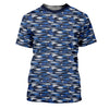 Maxcorners Blue Fish Pattern Performance Fishing Shirts, SPF Shirt For Men, Hooded Fishing Shirt, Fishing Shirts For Men