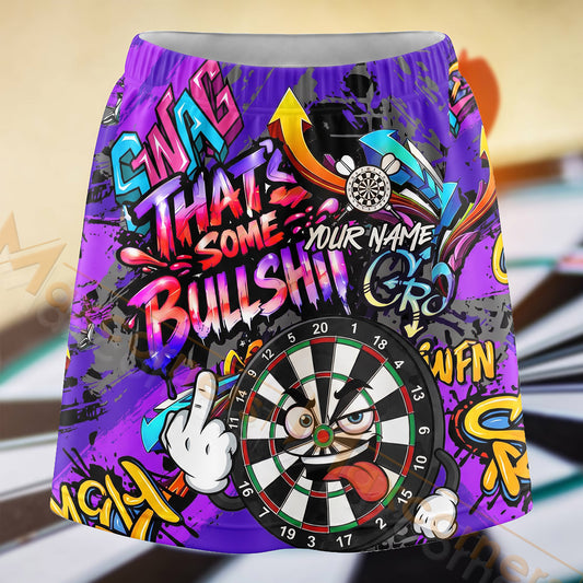 Maxcorners Darts Purple Lime Comic Bullseye Graffiti Personalized 3D Skort, Skirts With Shorts