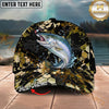Maxcorners Fishing Woodland Camouflage Splash Personalized Name 3D Cap (12 Fish Species)