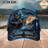 Maxcorners Fishing Skull Fisherman Deep Blue Ocean Personalized 3D Cap