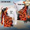 Maxcorners Fishing Fire Flame Smoke Design Sun Protection Personalized Name, Team Name Long Sleeve Shirt