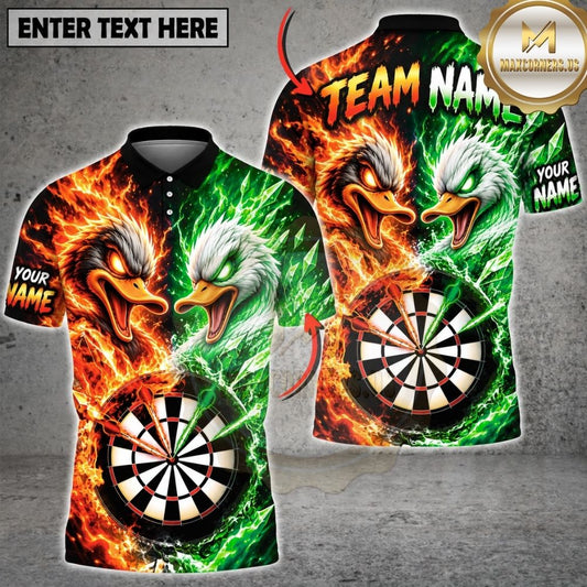 Maxcorners Darts Fire And Ice Angry Duck Mascot Dual Element Target Board Graphic Multicolor Customized Name, Team Name 3D Shirts