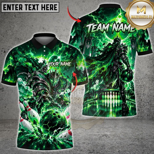 Maxcorners Bowling Armored Knight Warrior Thunder Lightning Cosmic Pins Strike Artwork Multicolor Customized Name, Team Name 3D Shirts