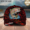 Maxcorners Fishing Red Flame Water Splash Personalized Name 3D Cap (12 Fish Species)