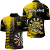 Maxcorners Men's Custom Darts Shirt With Fierce Tiger And Yellow Grunge Splatter LM1605