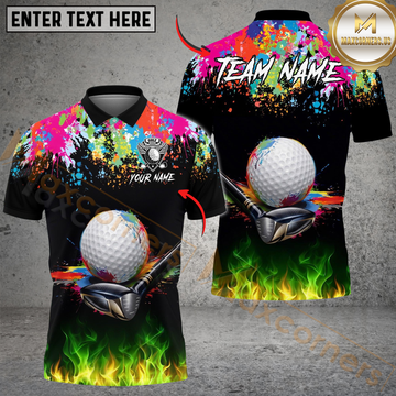 Maxcorners Golf Club Paint Splash Customized Name, Team Name 3D Shirt