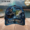 Maxcorners Fishing Skull Fisherman Deep Blue Ocean Personalized 3D Cap