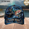 Maxcorners Fishing Skull Fisherman Deep Blue Ocean Personalized 3D Cap