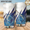 Maxcorners Fishing Tumbler White Blue Thunderbolt Splash Design Personalized Name Tumbler (13 Species)
