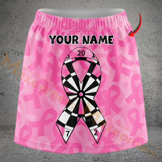 Maxcorners Darts Breast Cancer Awareness Ribbon Dartboard Personalized 3D Skirts With Shorts