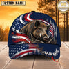 Maxcorners Hunting Wildlife Navy Blue American Flag Wave Personalized Name 3D Cap