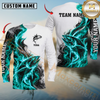 Maxcorners Fishing Aqua Flame Smoke Design Sun Protection Personalized Name, Team Name Long Sleeve Shirt