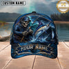 Maxcorners Fishing Skull Fisherman Deep Blue Ocean Personalized 3D Cap