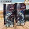 Maxcorners Fishing Tumbler Dark Distressed Flag Stripe Design Personalized Name Tumbler (13 Species)