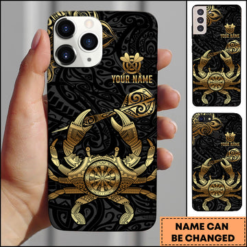 Maxcorners Darts Gold Tribal Crab Dartboard Multicolor Personalized Name 3D Phone Case