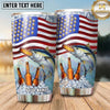Maxcorners Fishing Tumbler American Flag Beer Bottle Design Personalized Name Tumbler (13 Species)