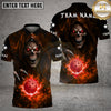 Maxcorners Pickleball Polo Silent Grim Reaper Fire Multiple Options Personalized Name, Team Name 3D Shirt