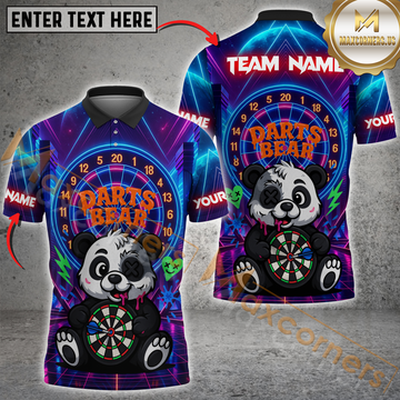 Maxcorners Darts Neon Bear Personalized Name 3D Unisex Shirt