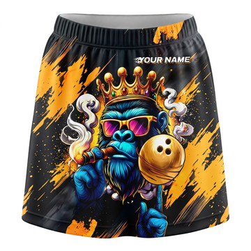 Maxcorners Bowling King Gorilla With Cigar And Ball Personalized 3D Skirts With Shorts