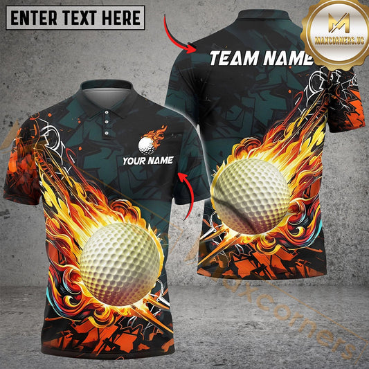 Maxcorners Golf Fireball Magic Personalized Name, Team Name 3D Shirt (4 Colors)