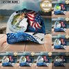 Maxcorners Fishing Largemouth Bass USA Flag Custom Name Personalized Cap (12 Fish Species)