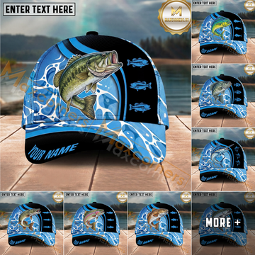 Maxcorners Fishing Blue Water Custom Name Personalized Cap  (11 Fish Species)