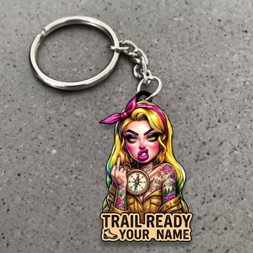Maxcorners Hiking Trail Ready Girl Explorer Customized Name 3D Keychain And Ornament