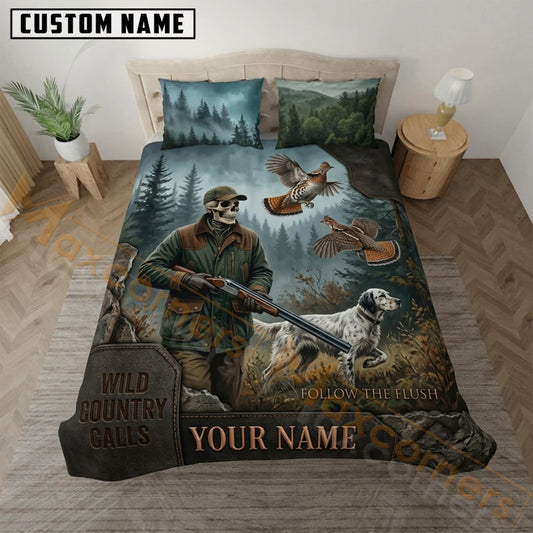 Maxcorners Duck Hunting Vintage Teal Marsh Bedding Set 3D Print Custom Name