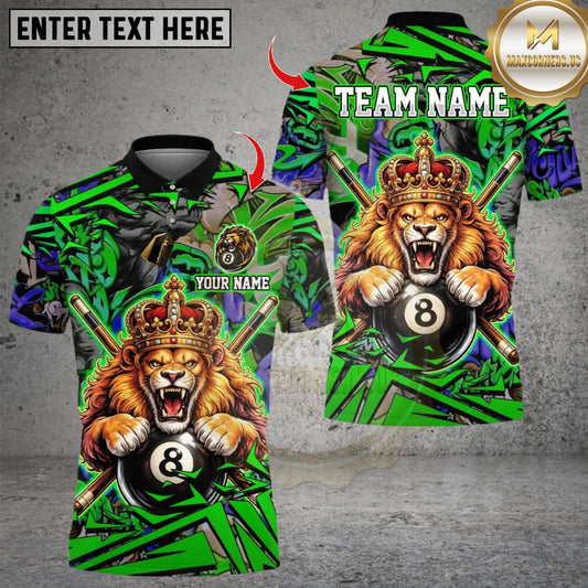 Maxcorners Billiard Ball 8 Lion King Pattern Multicolor Customized Name, Team Name 3D Shirts