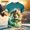 Maxcorners Bigfoot's New Ride Shark Surfing Fishing UPF Shirts, Funny Fishing Shirt, Presents For Fishermen