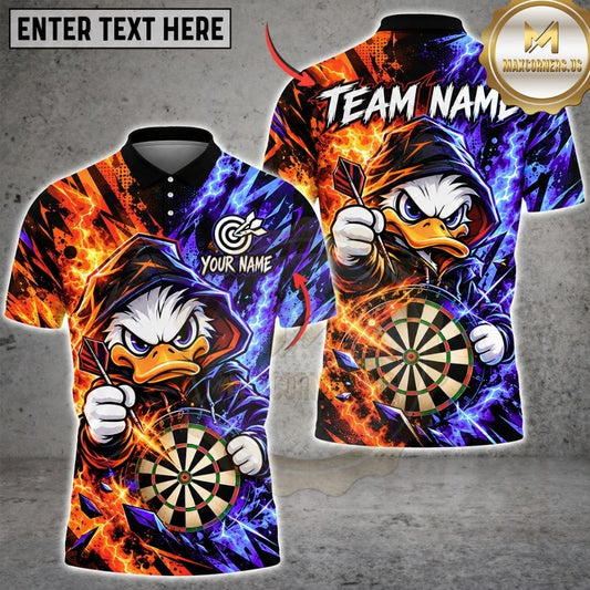 Maxcorners Darts Fire And Ice Hooded Duck Mascot Dual Element Target Board Graphic Multicolor Customized Name, Team Name 3D Shirts