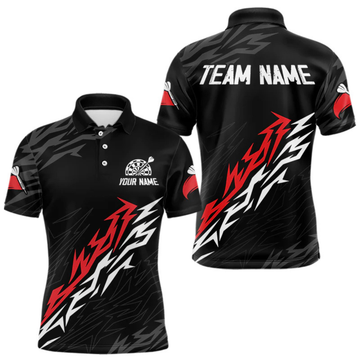 Maxcorners Men's Custom Dart Shirts With Red - White Streaks And Dartboard, Team Jerseys LM1605