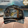 Maxcorners Fishing Skull Fisherman Honeycomb Gold Accent Personalized 3D Cap