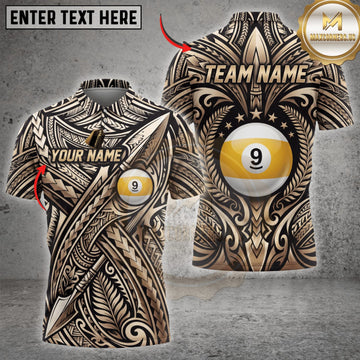 Maxcorners Billiards Black Gold Tribal Eagle Nine Ball Personalized Name 3D Unisex Shirt