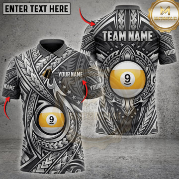 Maxcorners Billiards Silver Tribal Feather Nine Ball Personalized Name 3D Unisex Shirt