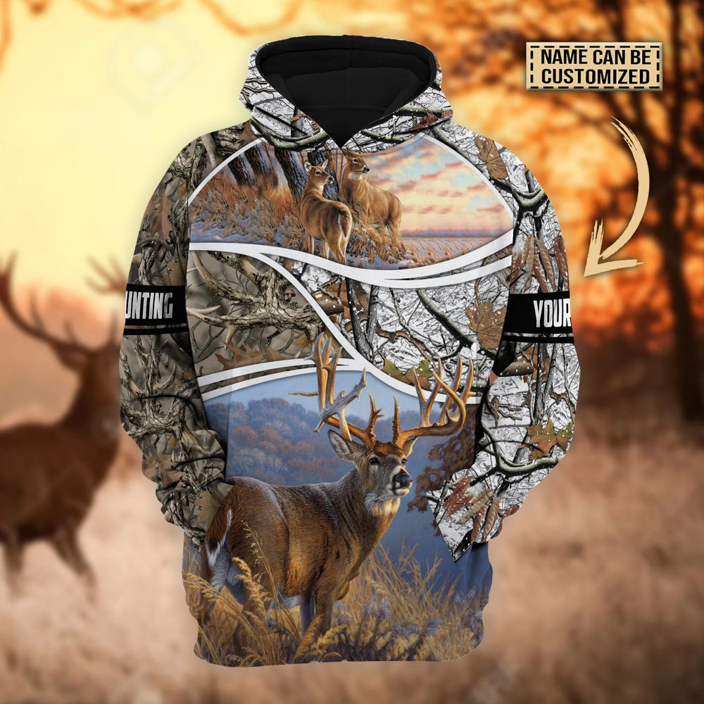 Custom Name For Hunting Lover Deer Hunting Style 1 Hoodie pullover 3D Print Gift For Hunter Dad