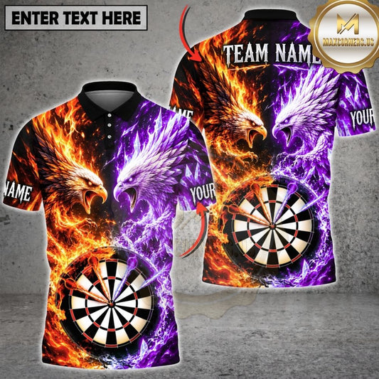 Maxcorners Darts Fire And Ice Majestic Eagle Mascot Dual Element Target Board Graphic Multicolor Customized Name, Team Name 3D Shirts