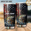 Maxcorners Fishing Tumbler Rustic Patriotic Flag Design Personalized Name Tumbler (13 Species)