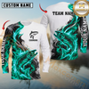 Maxcorners Fishing Aqua Flame Smoke Design Sun Protection Personalized Name, Team Name Long Sleeve Shirt