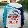 Maxcorners Deep Blue Shark Attack, Unleashing The Beast Of The Deep Fishing UPF Shirts, Mens Fishing Shirts Long Sleeve