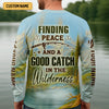 Maxcorners Finding Peace And A Good Catch In The Wilderness Bigfoot Fishing UPF Shirts, Gift For Fisherman