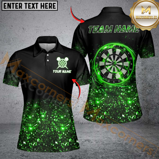 Maxcorners Black Green Light Darts Jersey Customized Name, Team Anme 3D Shirt
