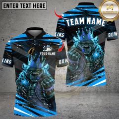 Maxcorners Bowling Muscle King Bear Multicolor Customized Name, Team Name 3D Shirts