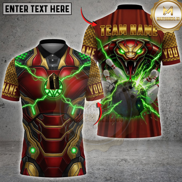 Maxcorners Bowling Snake Armor Green Lightning Personalized Name 3D Unisex Shirt