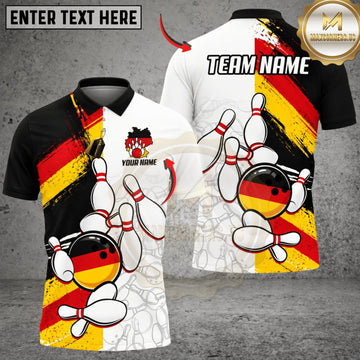 Maxcorners Bowling Germany Flag Funny Bowling Pins Personalized Name 3D Unisex Shirt