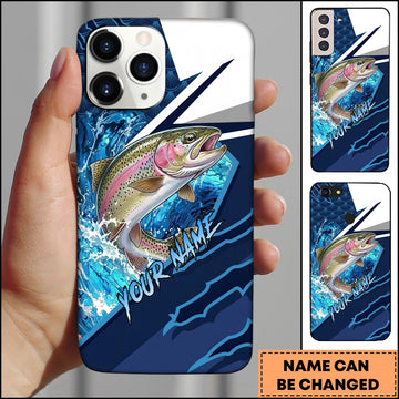 Maxcorners Trout Dynamic Lightning Slash Blue White Sport Design Personalized Name Phone Case