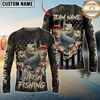 Fishing American Flag Camo Cross Gear  Pattern Sun Protection Personalized Name, Team Name Long Sleeve Shirt